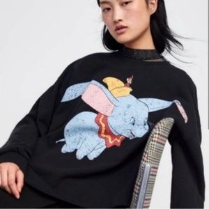 Zara Disney Crop Boxy Sweatshirt Size XL Black